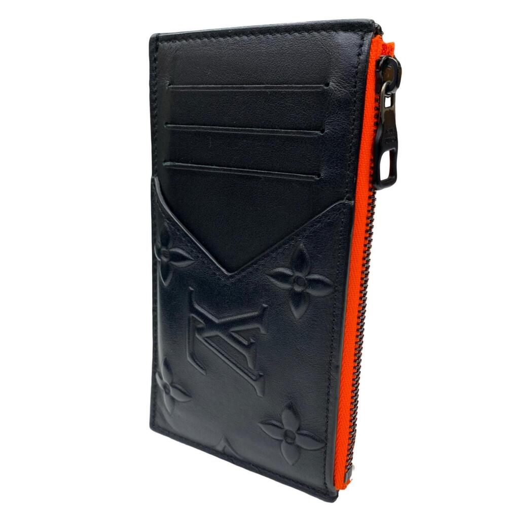 LOUIS VUITTON Monogram Seal Coin Card Case Black